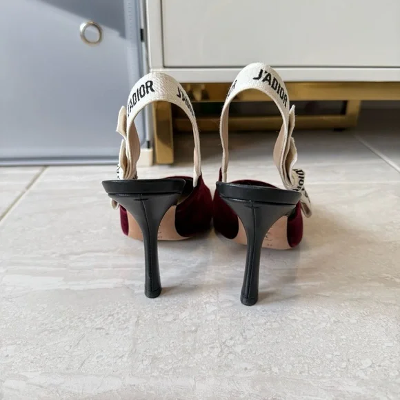 Authentic Dior burgundy velvet 'J'Adior' slingbacks - Picture 4 of 8